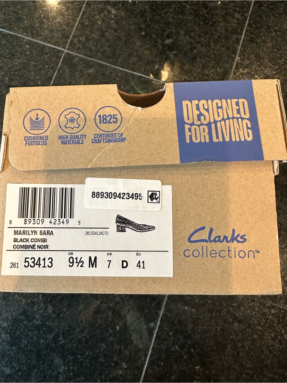 Clarks Marilyn Sara Black Leather Round-Toe Flats with Patent Cap NWT - Picture 5 of 5